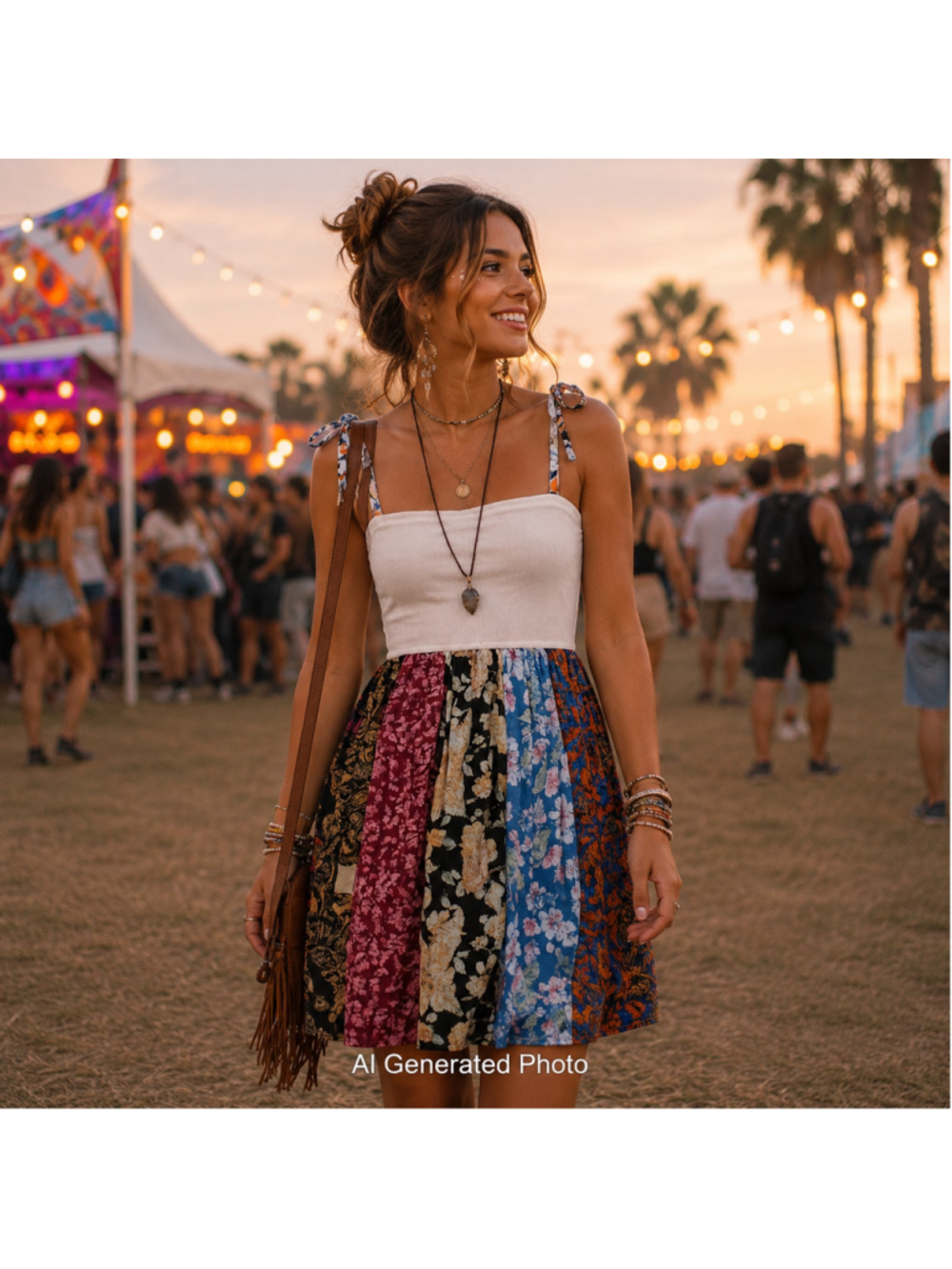 Young Threads Patchwork Mini Dress Small Boho Floral Festival NWT Viscose India